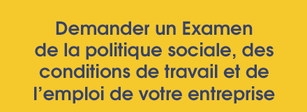 Demander un Examen de la politique sociale, des conditions de travail et de l’emploi de votre entreprise