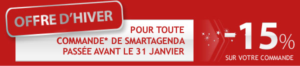 Offre d'hiver : Pour toute commande* de Smartagenda passée avant le 31 décembre, -15% sur votre commande